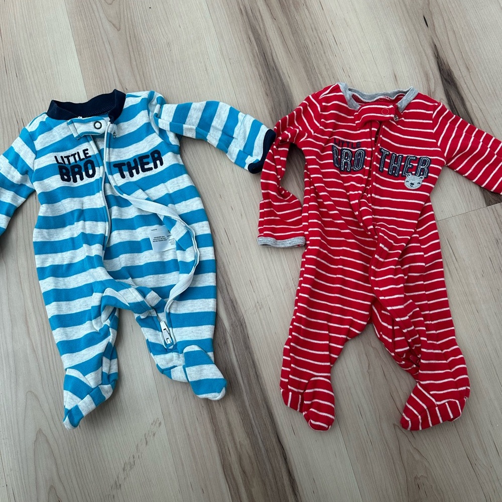 Newborn little brother sleepers - set of two. Child of Mine and Carter’s